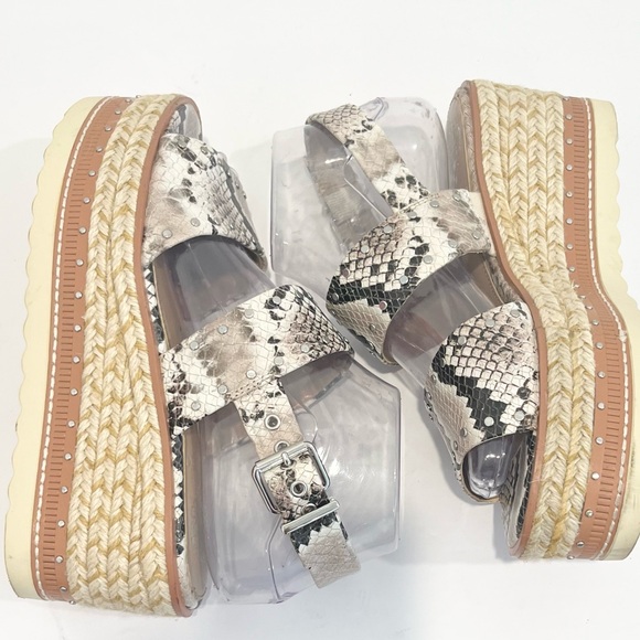 Vince Camuto Marsa Platform Wedge Sandals Faux Snakeskin Studded Jute Women 7.5 - Picture 8 of 14